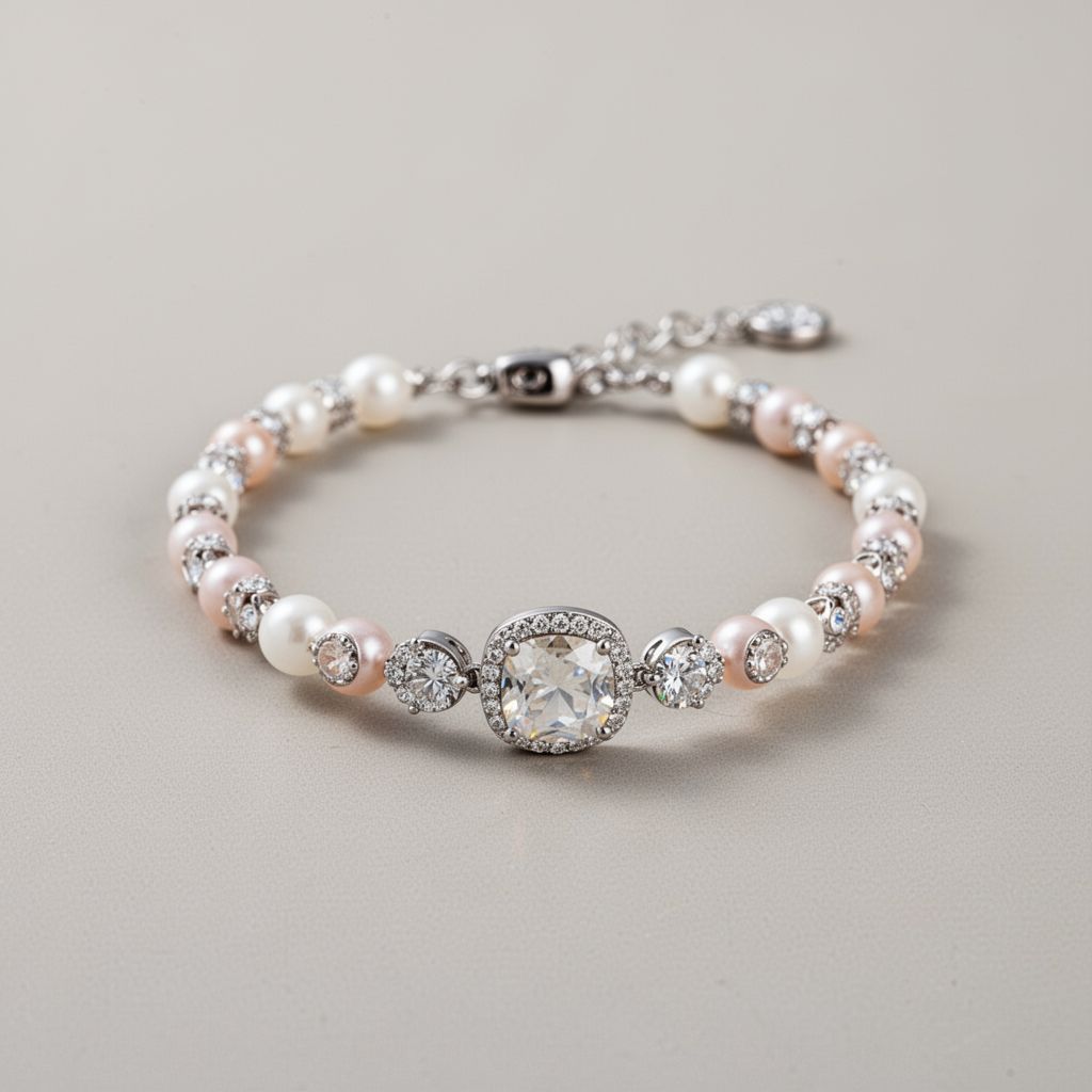 Pulseira de Zircônia com pérolas